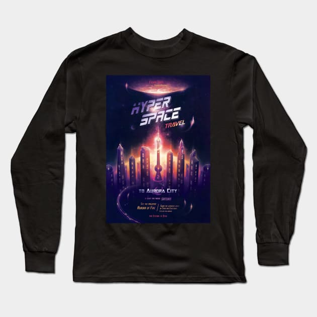 Space Travel Poster Long Sleeve T-Shirt by BethsdaleArt